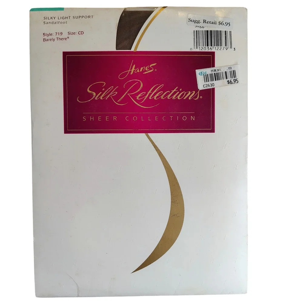 NWT Hanes Womens SZ CD Silk Reflections Sheer Pantyhose Barely There Vintage 90s